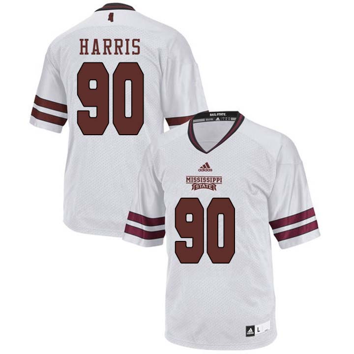 Men #90 Grant Harris Mississippi State Bulldogs College Football Jerseys Sale-White